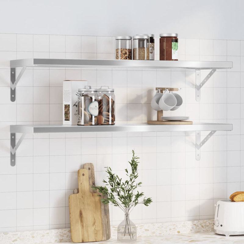 Antavion Stainless Steel Bracket Shelf, Silver, 3cm H x 100cm W x 30cm