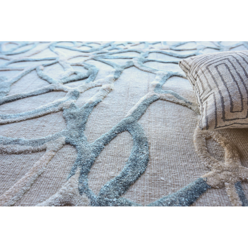 Goudy Hand-Loomed Blue Area Rug, Rectangle 8' x 10'