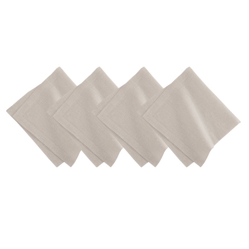La Classica 4 Piece Linen Napkin Set, White/Silver