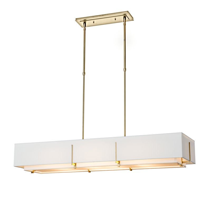 Exos 4 - Light Unique/Statement Linear Pendant, Natural Anna Shade, Modern Brass