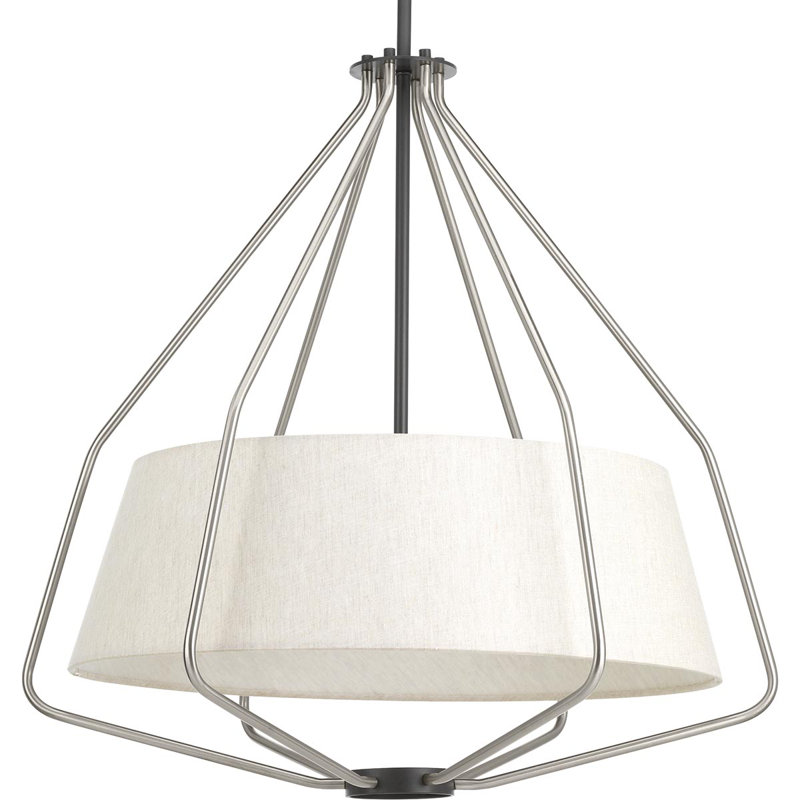 Lustre géométrique unique à 3 lumières Geib, Nickel brossé
