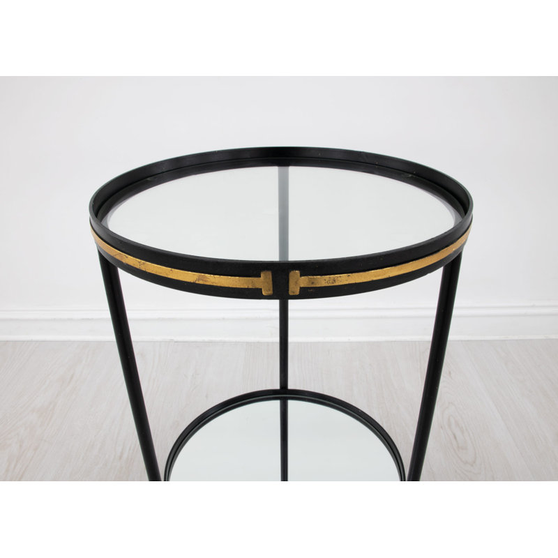 Tiffany End Table, Black/Gold Leaf