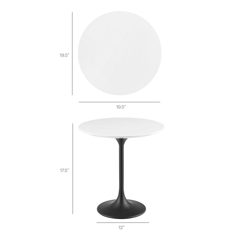 Table d'appoint ronde Lippa de 20 po en bois noir et blanc