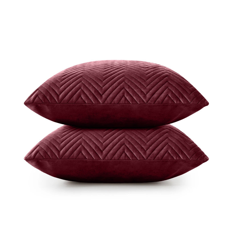 Chevron Square Cushion, Burgundy