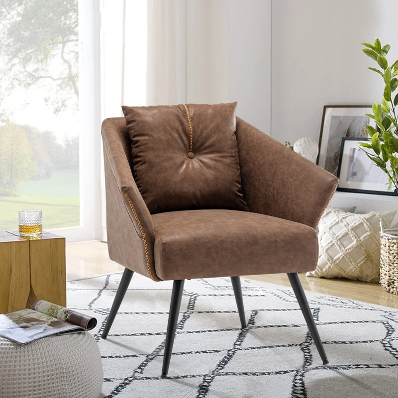 Fauteuil capitonné de 22 po Jonda, Similicuir brun