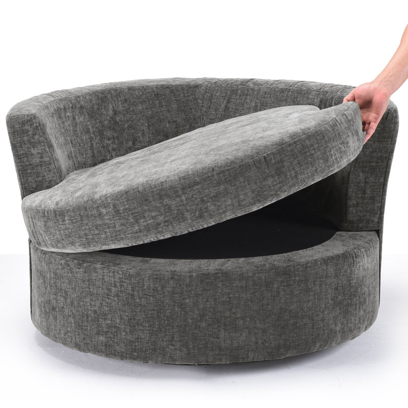 Fauteuil demi-tonneau pivotant l 42,1 po Berey, Polyester gris clair