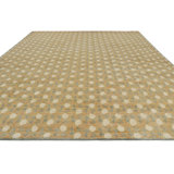 Rug & Kilim’S Oversized Block Print Rug In Gold With Cream Floral Patterns