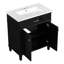 Meuble-lavabo noir de 30 po avec lavabo en céramique, style élégant, tablettes réglables, portes à fermeture en douceur de 30 po noires, rangement polyvalent-2048142183