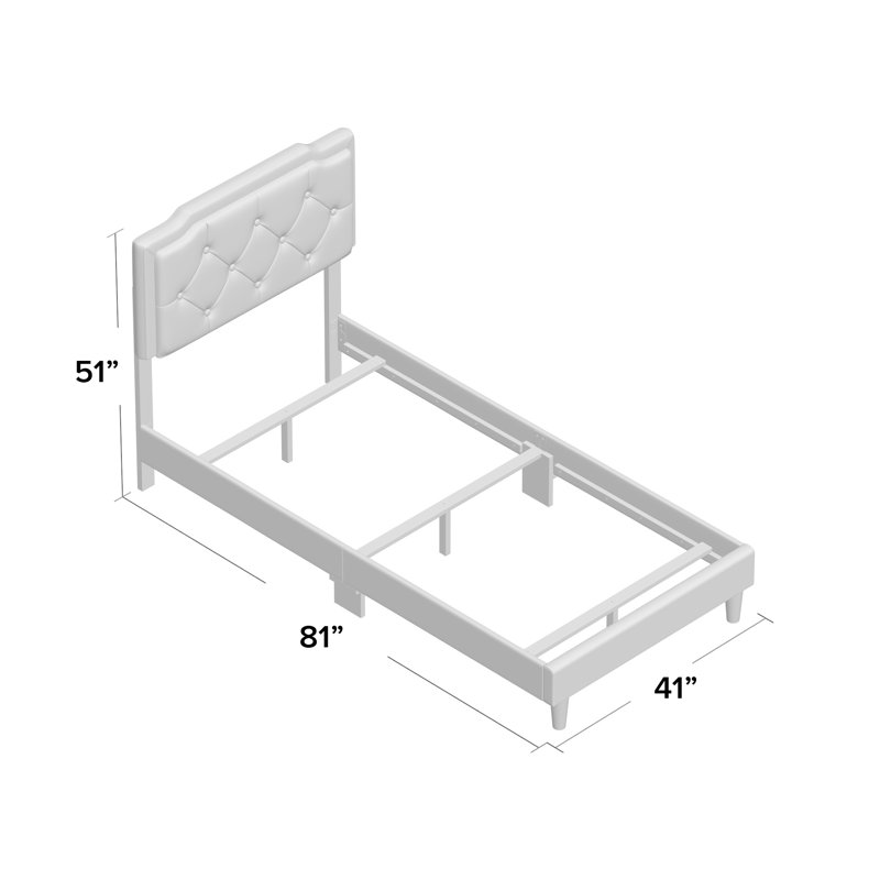 Upholstered Panel Bed, Twin, Ash Black