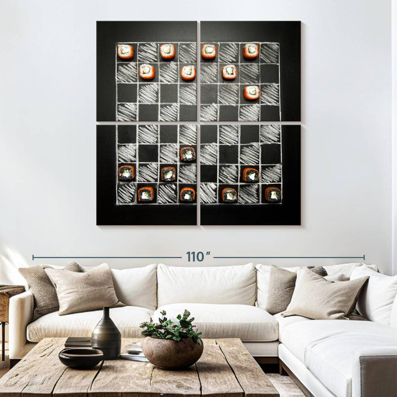 Senne Chalkboard Chess With Sushi, 74" H x 74" W