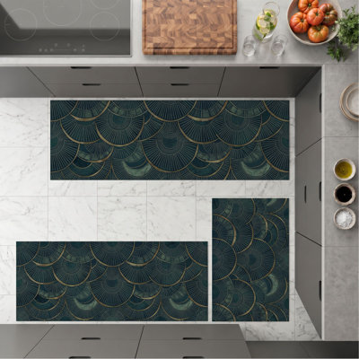 Tapis de cuisine antidérapants lavables à motif festonné