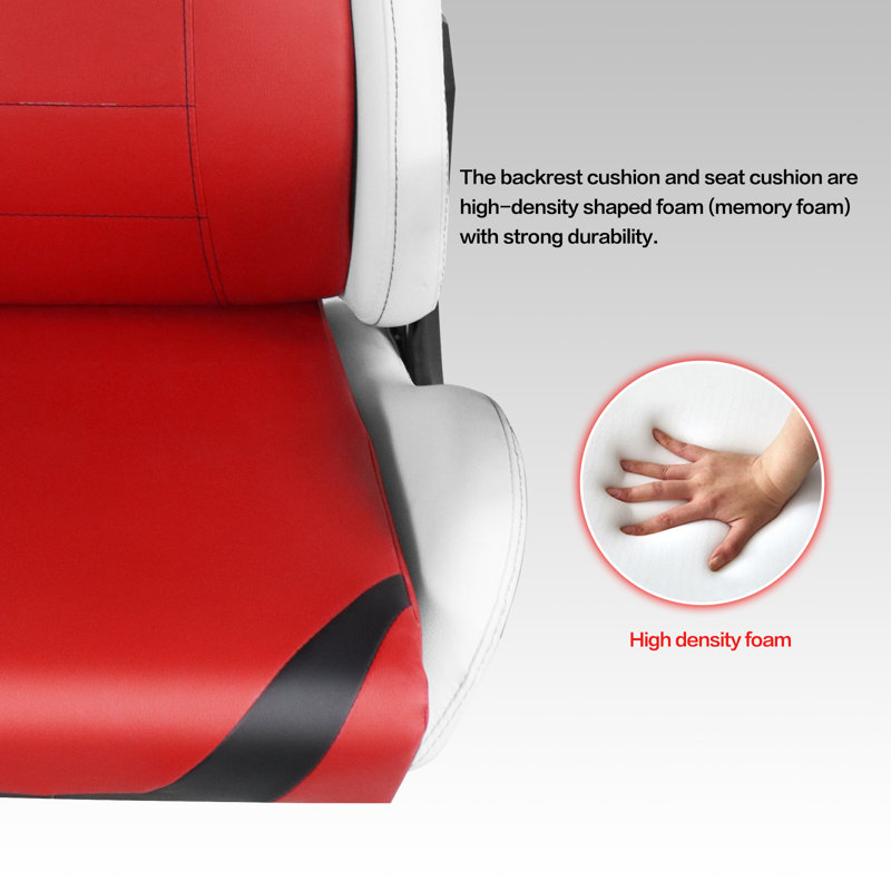 Inbox Zero Adjustable Ergonomic Swiveling PC & Racing Game Chair, Red/White