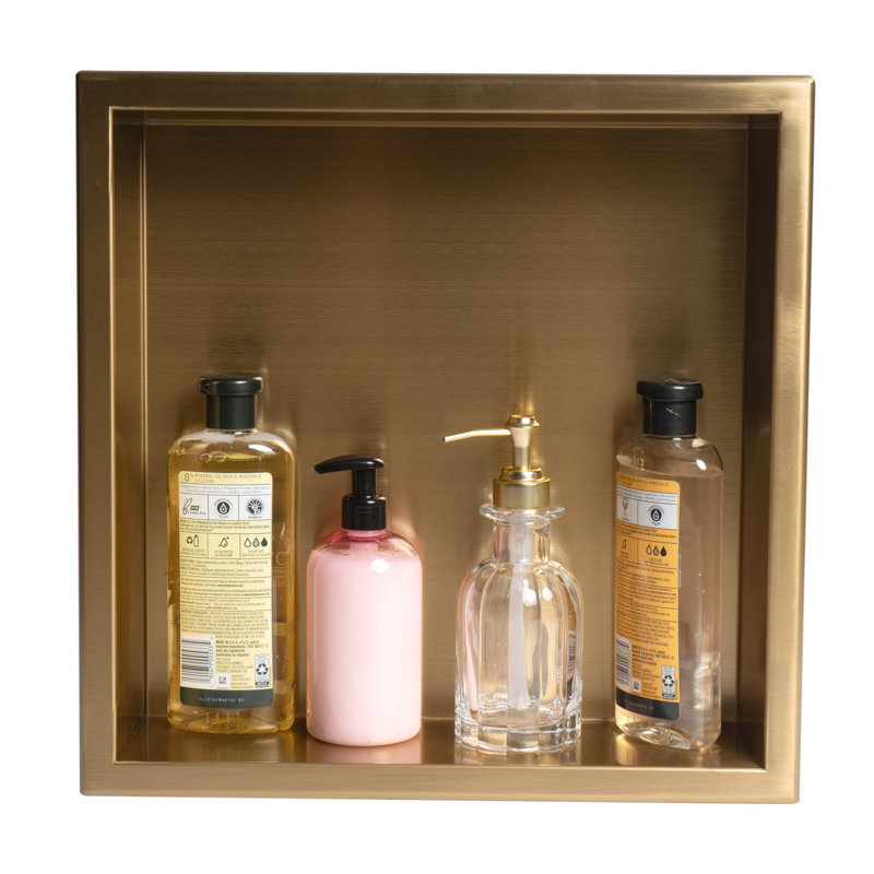 Niche de douche en acier inoxydable, Or, H 12 po x l 12 po x P 4 po