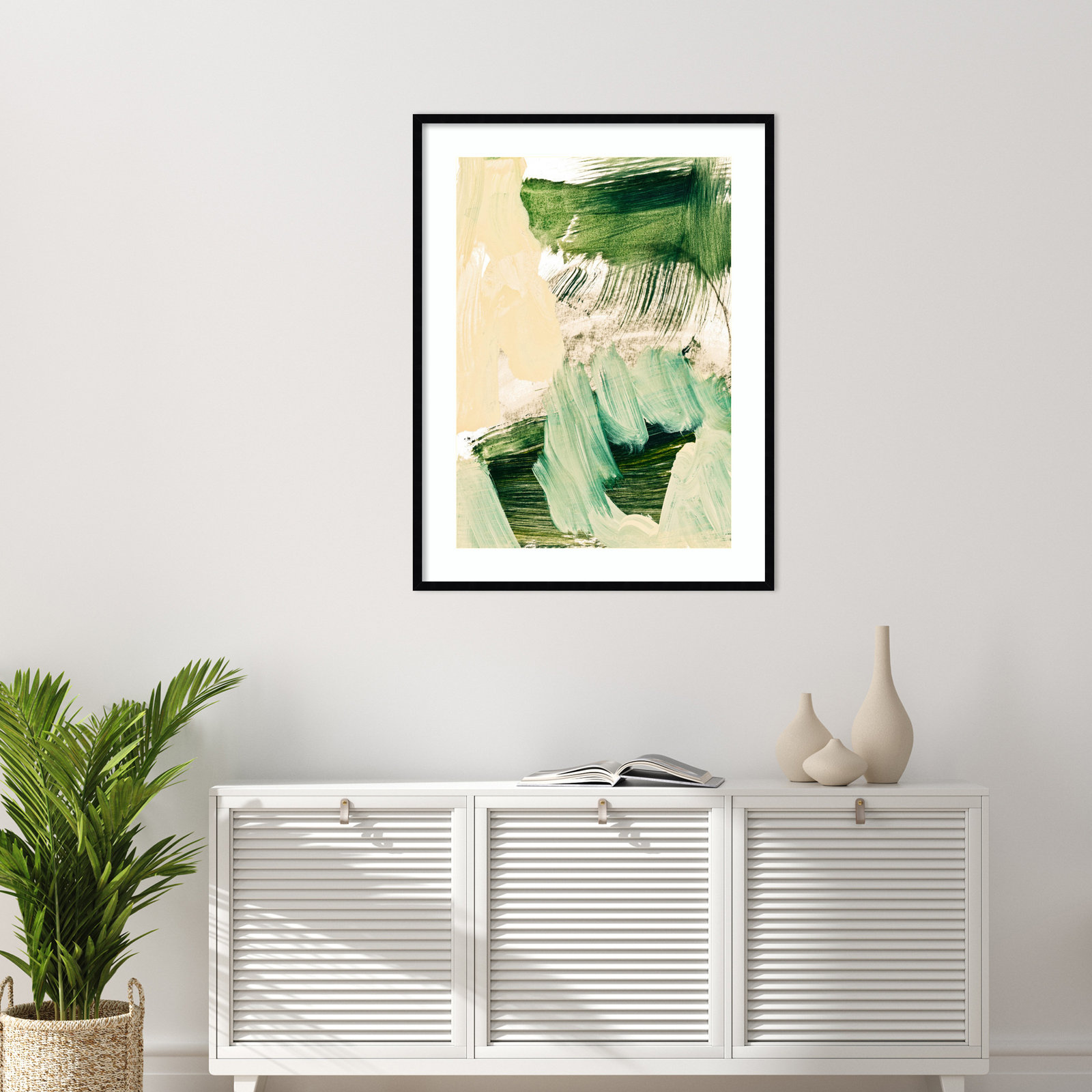Elphaba "Minimalist Painting 09" Print, 41" H x 31" W, Black Framed