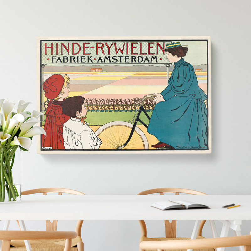 Hinde-Rijwielen Bicycles by Johann Georg Van Caspel - Wrapped Canvas Painting, 40cm H x 60cm W x 3cm D
