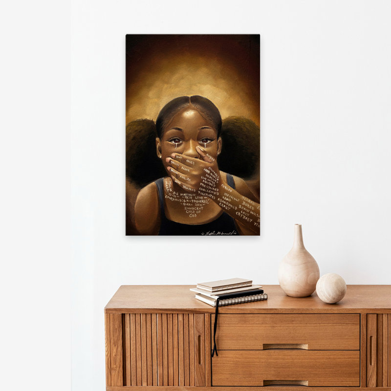 Mots que nous n'avons jamais dits - art figuratif multicultural, H 24 po x l 16 po