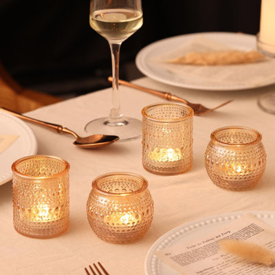 16 chandeliers dorés pour bougies votives - Centres de table dorés, assortiment de bougeoirs pour bougies chauffe-plat, idéal pour la décoration de table de mariage, de souper de répétition, de fiançailles et de fêtes d'anniversaire.