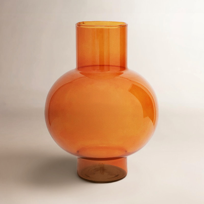 Vase de table en verre Clarabelle, Orange rouille, H 9,45 po x l 7 po x P 7 po