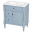 Meuble-lavabo de 30 po avec lavabo, armoire de salle de bain autoportante gris-bleu avec tiroir rabattable et tablette réglable, structure en bois d'hévéa massif, panneaux de fibres à densité moyenne et poignées en métal-629345714
