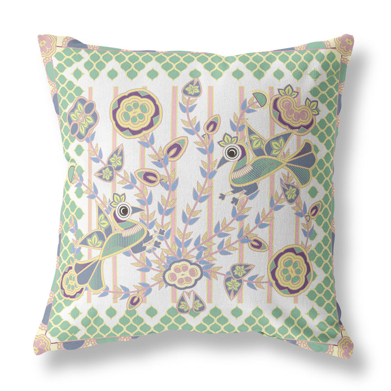 Coussin 18 po x 18 po, Jaune/blanc