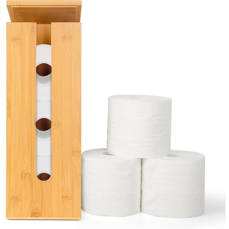 Support de rangement pour salle de bain TP - Support en bambou pour 3 rouleaux de papier hygiénique