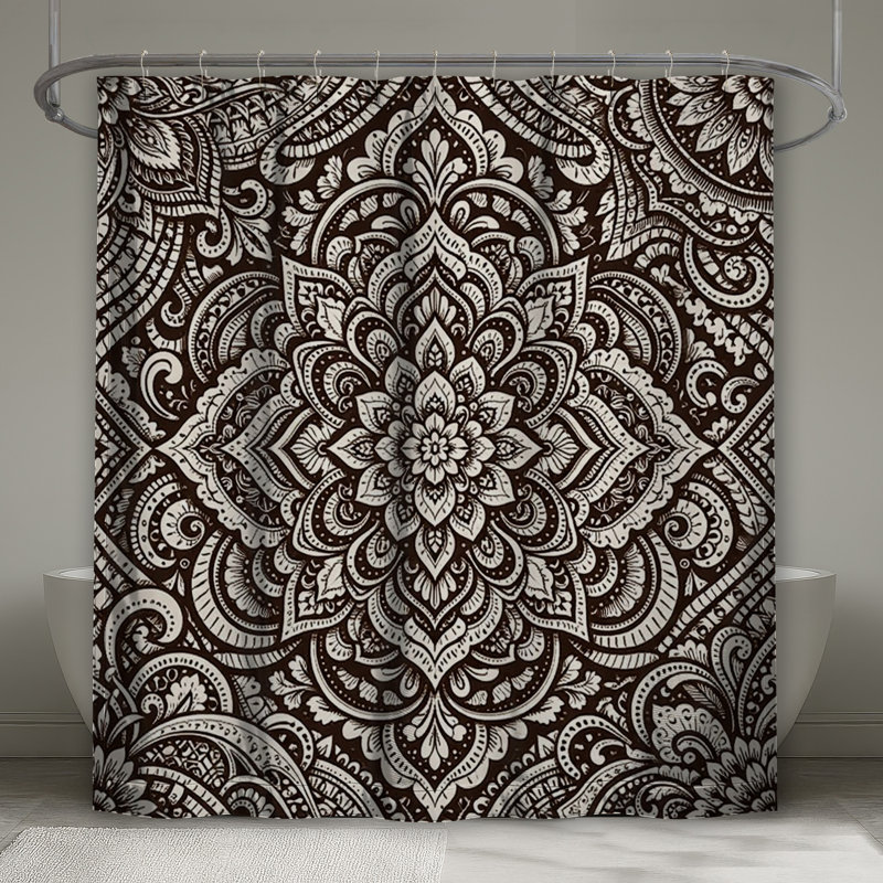 Rideaux de douche complexes à motif mandala très longs, 70in W x 93in H