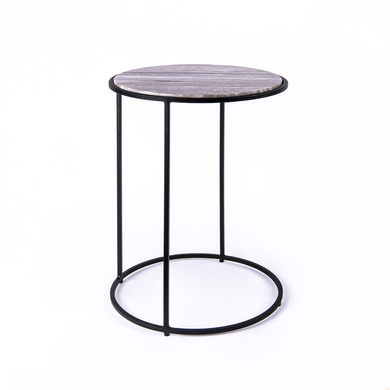 Nikelle Marble Top End Table, Brown, Black
