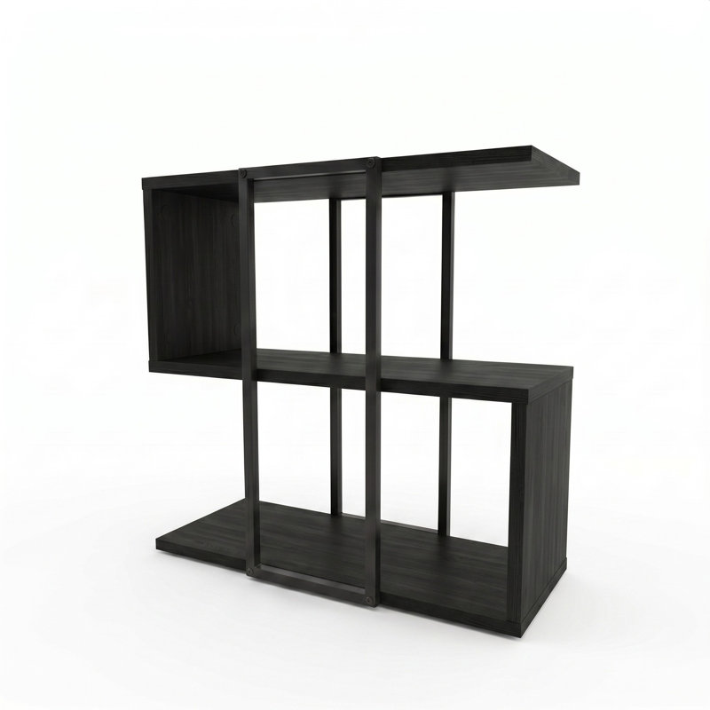 Straight Legs Square Side Table, Black Wood