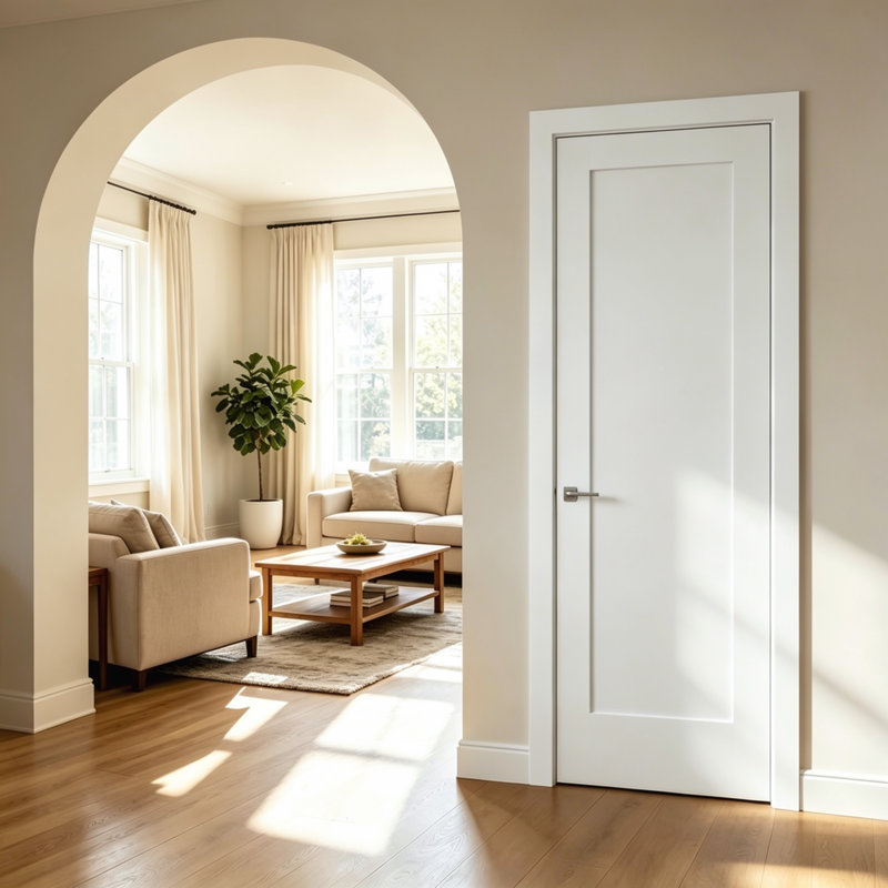 Porte intérieure en bois à un panneau, apprêtée blanche style Shaker, 30 x 80 x 1-3/8 po, pour placard ou entrée de chambre. Surface lisse, prête à peindre.