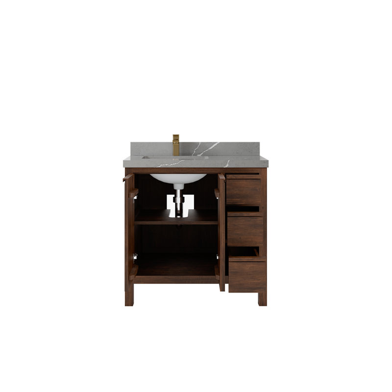 Ensemble de meuble-lavabo simple 36 po Elizabeth, Gris Piatra
