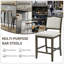 Ensemble de 2 tabourets de bar à hauteur de comptoir - 2 tabourets de bar rustiques avec structure en bois d'hévéa, dossier ergonomique, polyvalent pour îlot de cuisine, salle à manger, brun-695731710