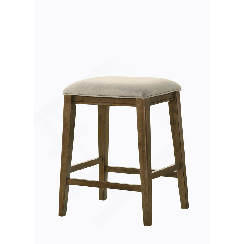 Tabouret à hauteur de comptoir 17 po en noyer avec siège rembourré Sasha, Walnut