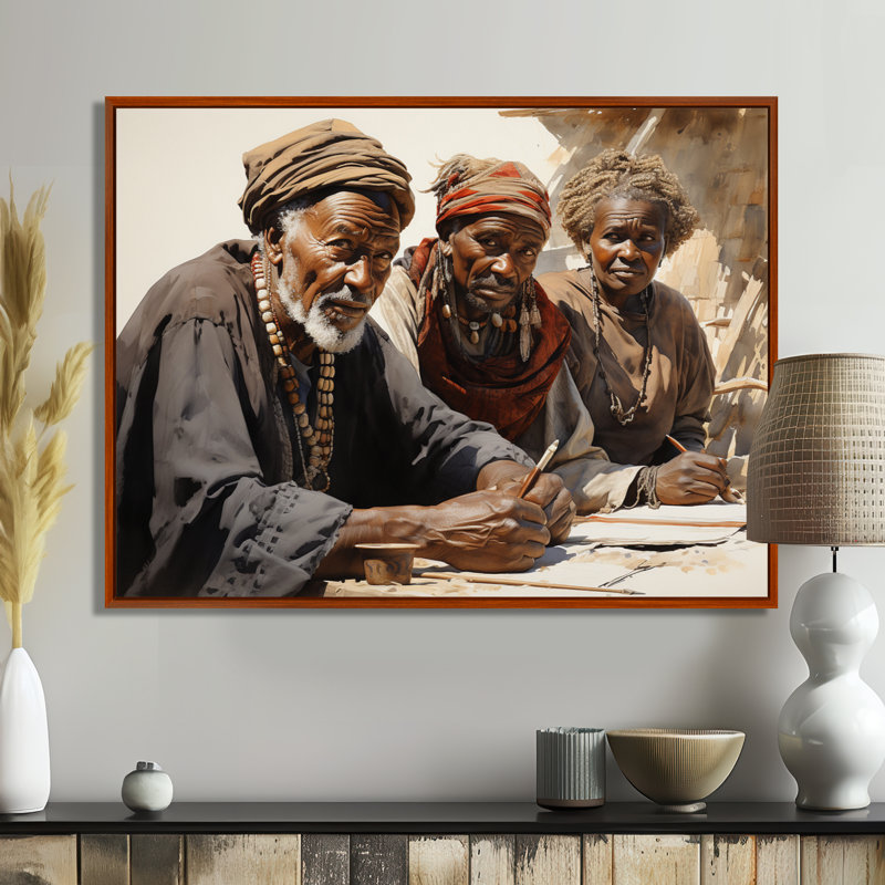 «African Legacy I» sur toile, H 16 po x l 32 po x P 1 po, Cadre flottant brun