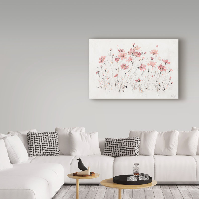 « wildflowers i rose », reproduction de peinture à l’acrylique sur toile tendue, H 12 po x l 19 po x P 2 po