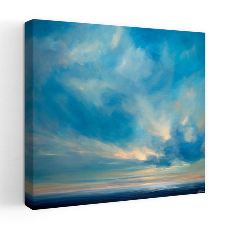 Art de paysage côtier abstrait Ocean Blues, H 36 po x l 36 po