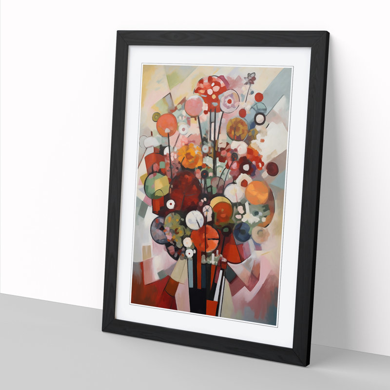 FRM-V0523-860X Flowers Bauhaus Painting Vol.7 - Picture Frame Print, 46cm H x 34cm W, Oak Framed