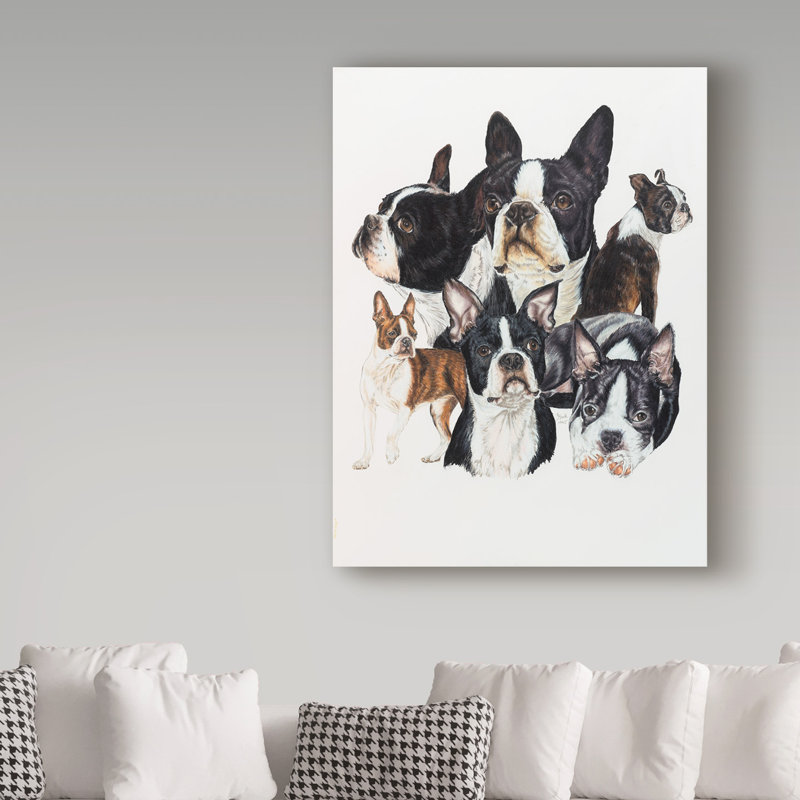 Adelphi «Boston Terrier», reproduction de peinture à l'huile sur toile tendue, H 32 po x l 24 po