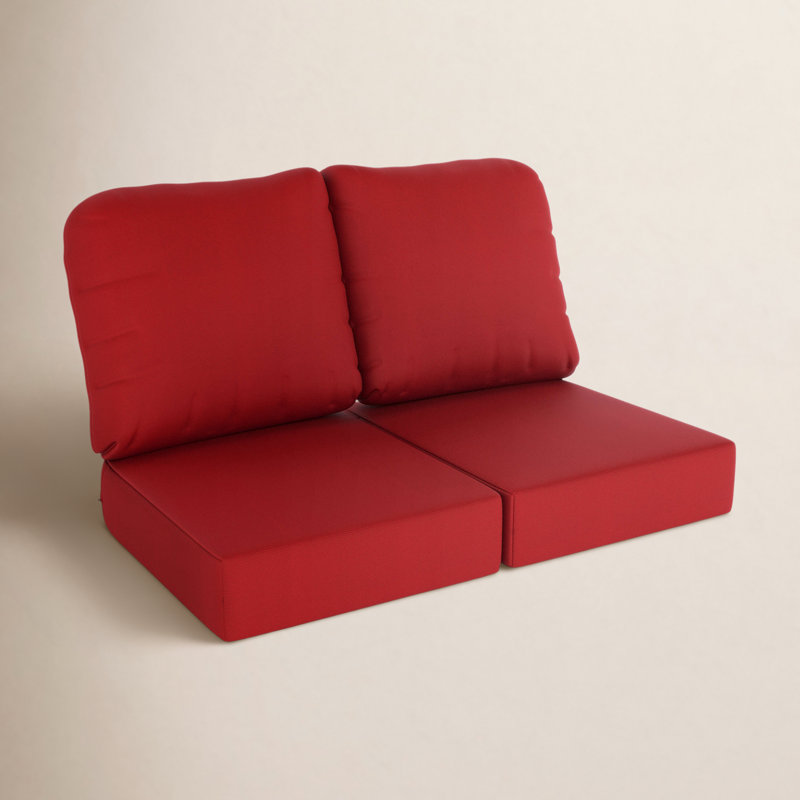 Amala Sunbrella® Indoor/Outdoor Loveseat Cushion, Canvas Jockey Red Sunbrella® Canvas