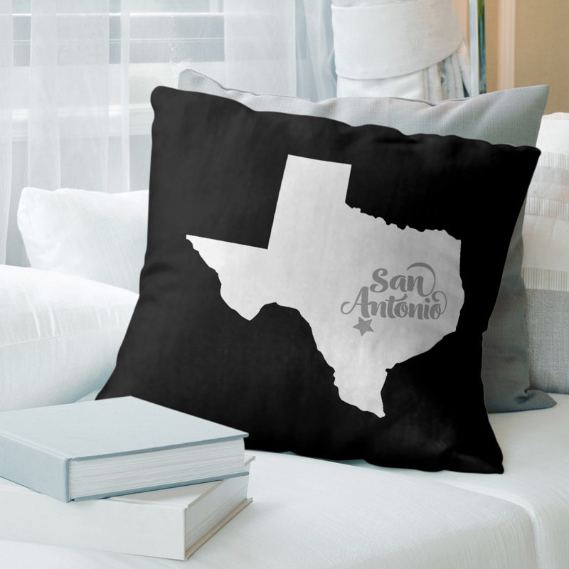 Cotton Blend Reversible Throw Pillow, 18" x 18", Black/White, Fort Worth