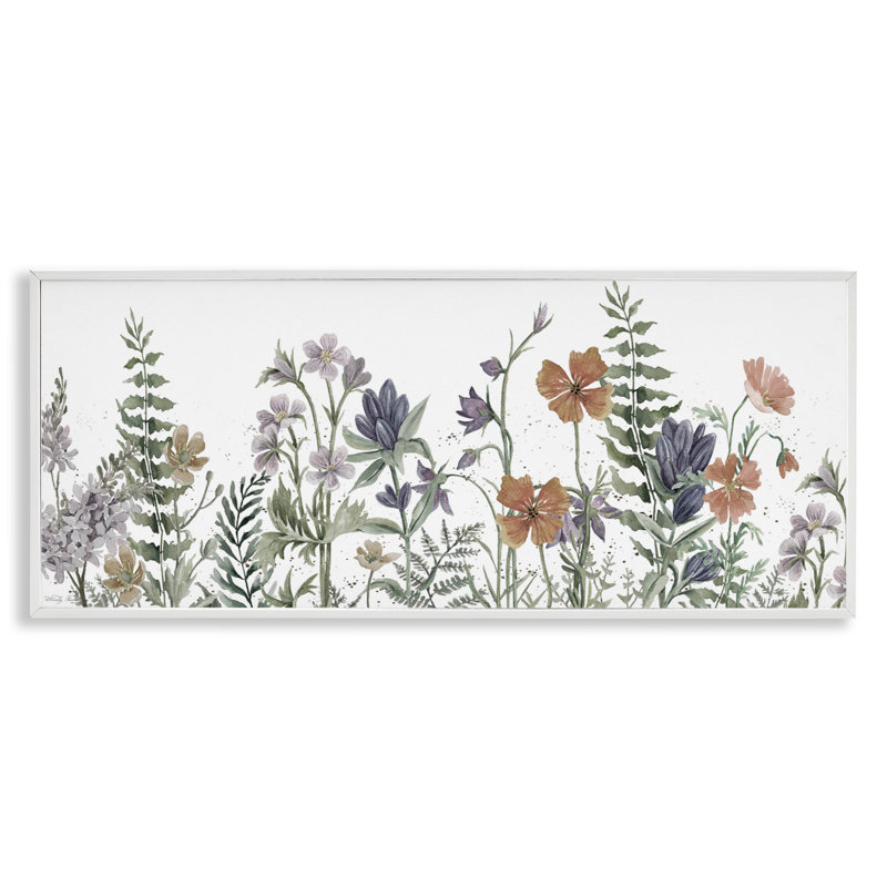 Blush Summer Botanicals, estampe numérique, conception de Cindy Jacobs, H 10 po x l 24 po, Giclée encadrée blanc bord de mer