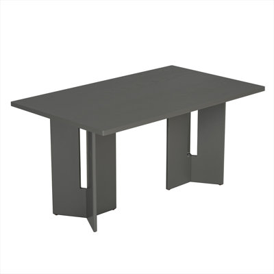 60-Inch Rectangular Solid Wood Dining Table, Slate Gray, Seats 6 - Farmhouse Kitchen Living Room Centerpiece