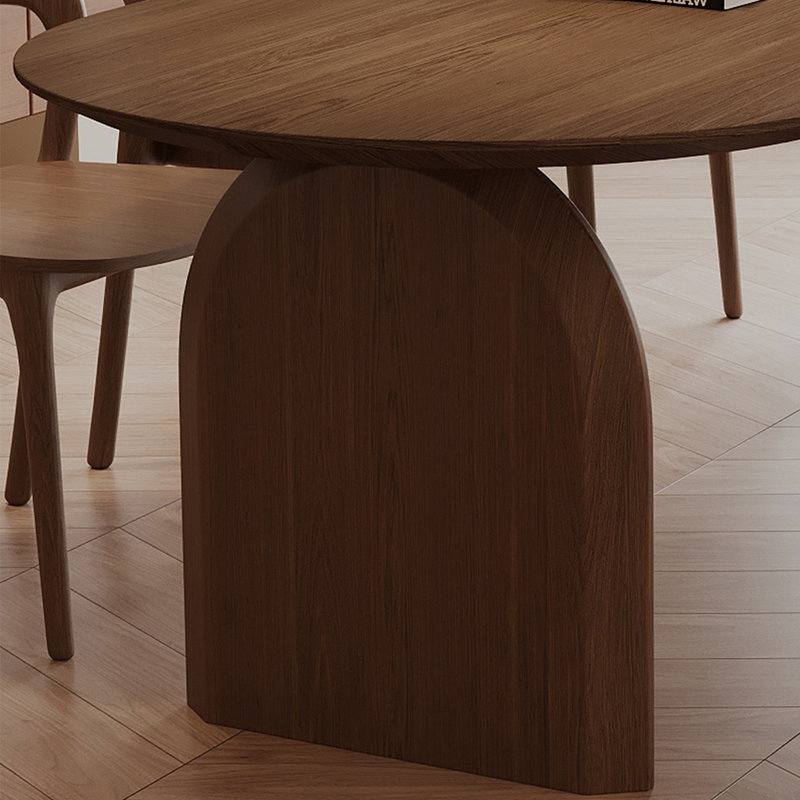 Nut-brown Oval Solid Wood Dining Table, 29.53"H×78.74"L×31.50"W