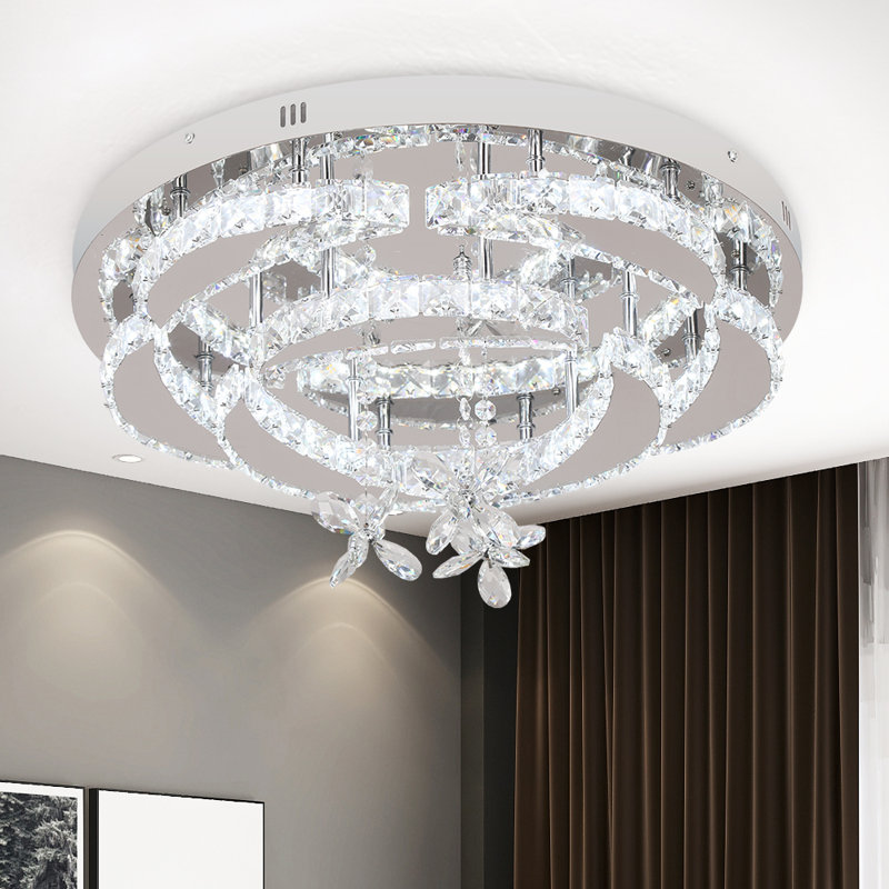 Akono 8 - Light Crystal LED Chandelier, Chrome, Yes, 3000K-6000K