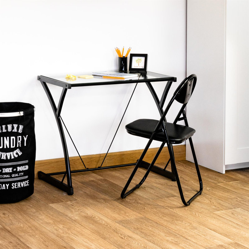 Glass Top Computer Desk, Black