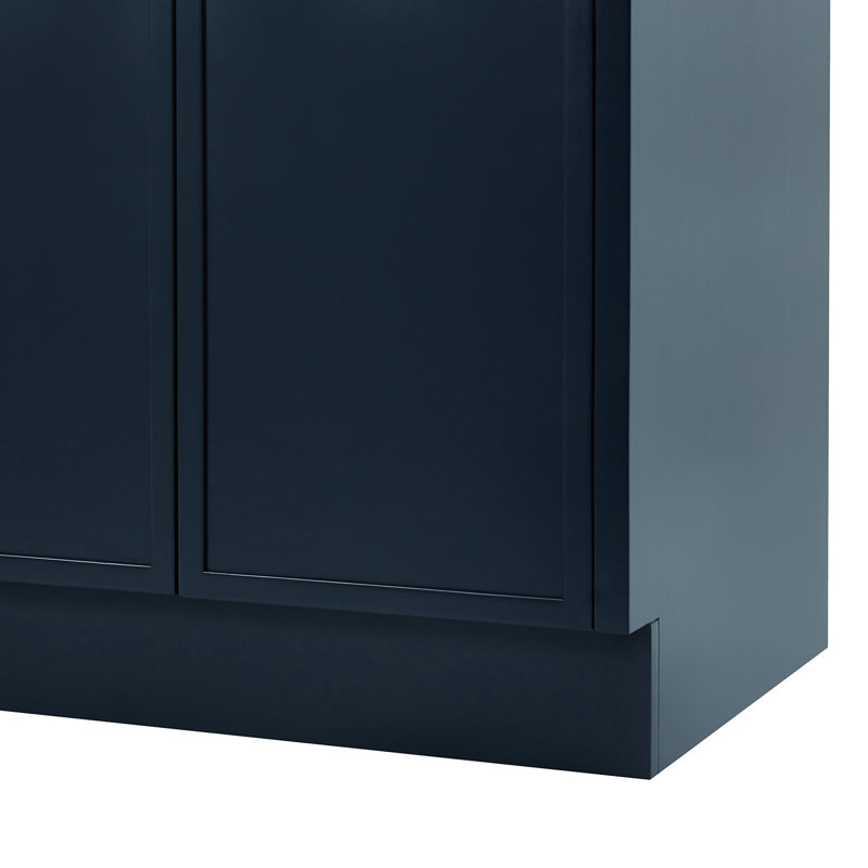 ARIEL Kelly 73 Double Sink Bathroom Vanity with Pure Quartz Top, Midnight Blue, Oval, Pure White Quartz
