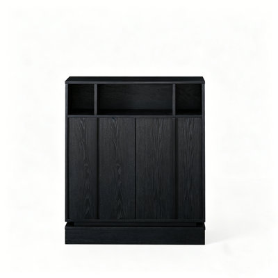 Buffet avec rangement, buffet cannelé de ferme avec 2 portes et tablettes réglables, meuble télé, armoire de rangement pour le vestibule, le vestibule, la cuisine, le salon et la salle à manger