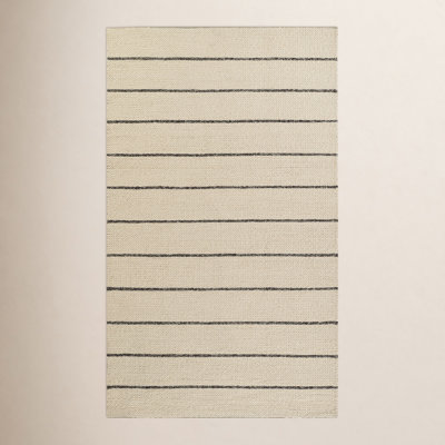 Lemington Striped Handwoven Wool Ivory/Beige Area Rug