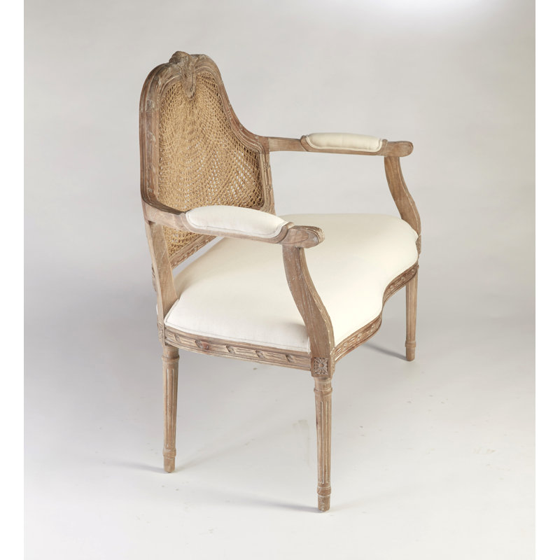 Moyne Linen Square Arm Settee, Pickled