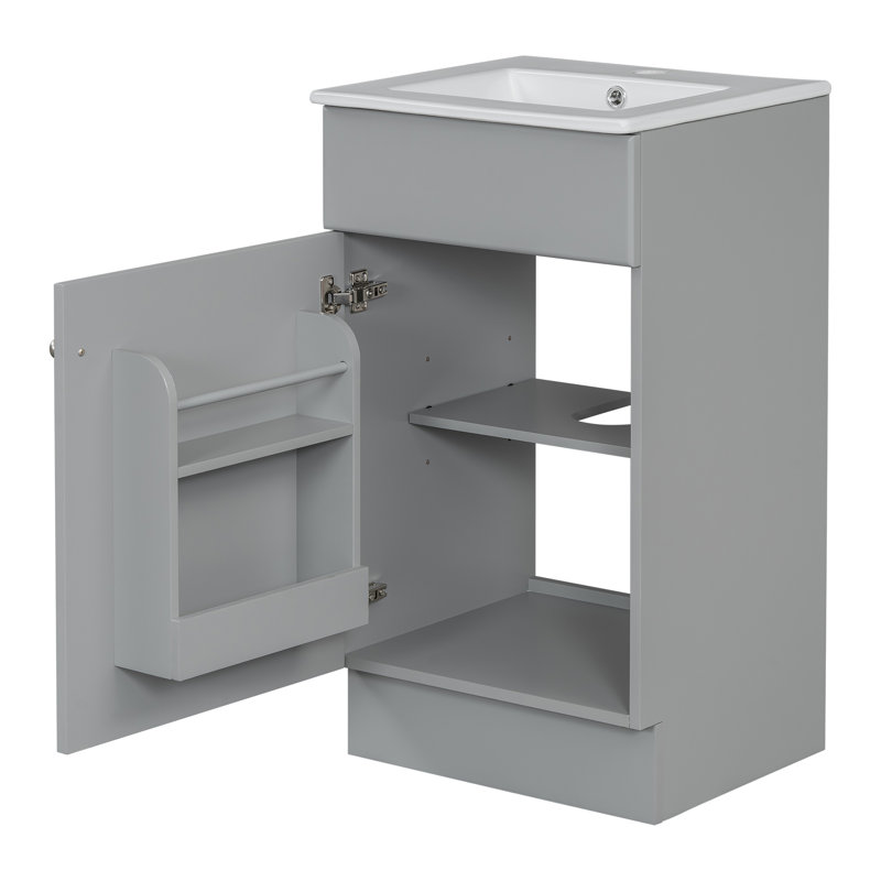 Meuble-lavabo 18 po avec lavabo, Gris/argent