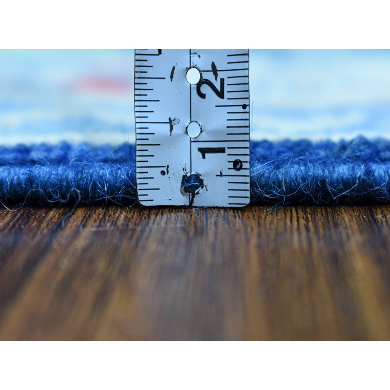 Tapis oriental bleu en laine noué à la main 3 pi 1 po x 5 pi 0 po - MOA10253539